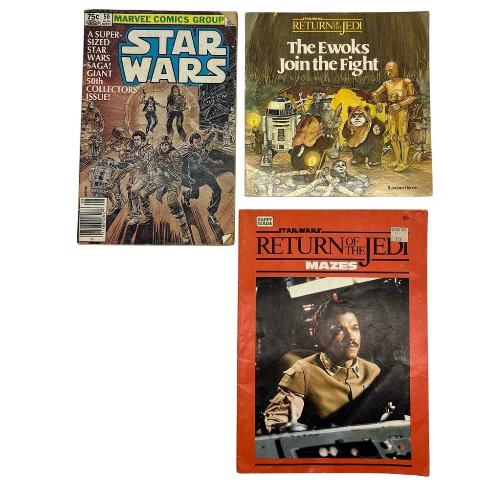 Vintage Star Wars Books Movie Jedi Ewok Comic Puzzles Nostalgia Space C3PO R2D2